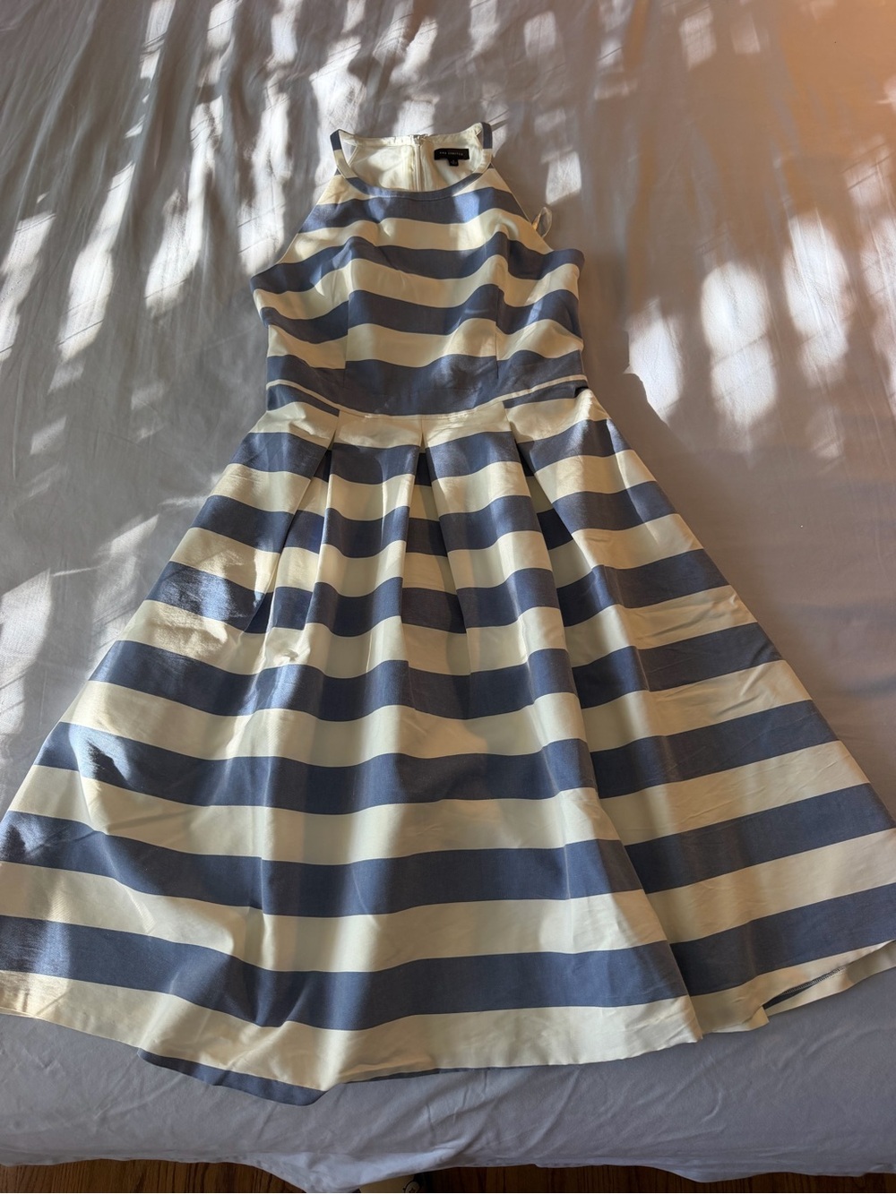 The Limited Navy and Cream Striped Halter Fit-and-Flare Dress